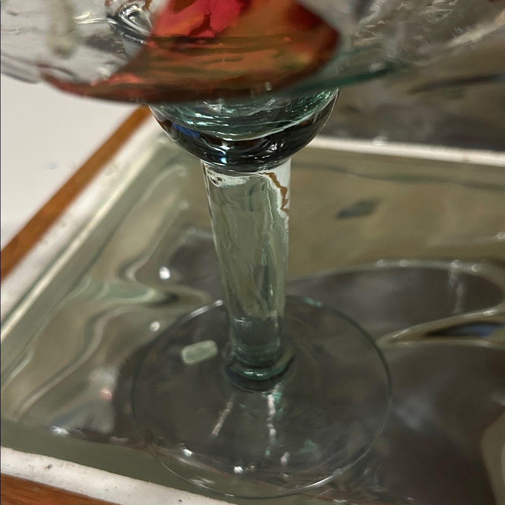 Unique Glass Margarita Goblets with Red and yellow chili pepper accents. - Picture 7 of 8